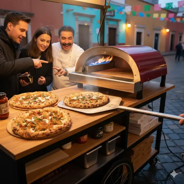 Horno-sapore-cocinando-carrito-pizzas